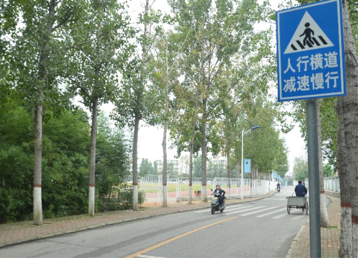 图为体育场南侧出入口处改造后通行状况 图为体育场南侧出入口处改造后通行状况